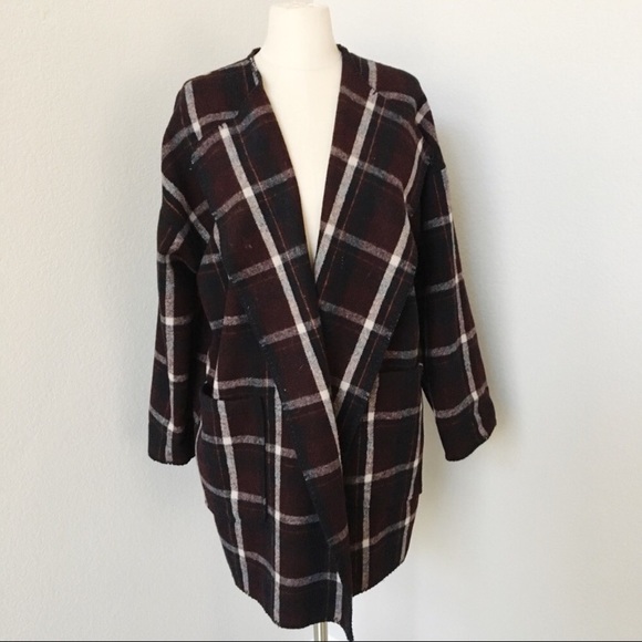 Storm & Marie Jackets & Blazers - Plaid Open Wool Blend Coat by Storm & Marie
